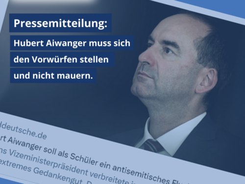 Pressemitteilung: Jüdischer Verein fordert Hubert Aiwanger zu ernsthafter Auseinandersetzung mit Antisemitismus-Vorwürfen auf.