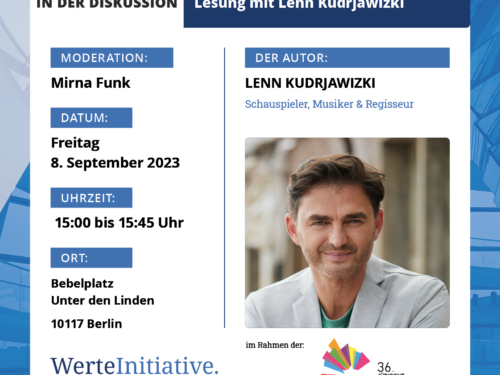 8.9.2023: Werte(Initiative) in der Diskussion und Jüdische Kulturtage Berlin laden zur Lesung mit Lenn Kudrjawizki